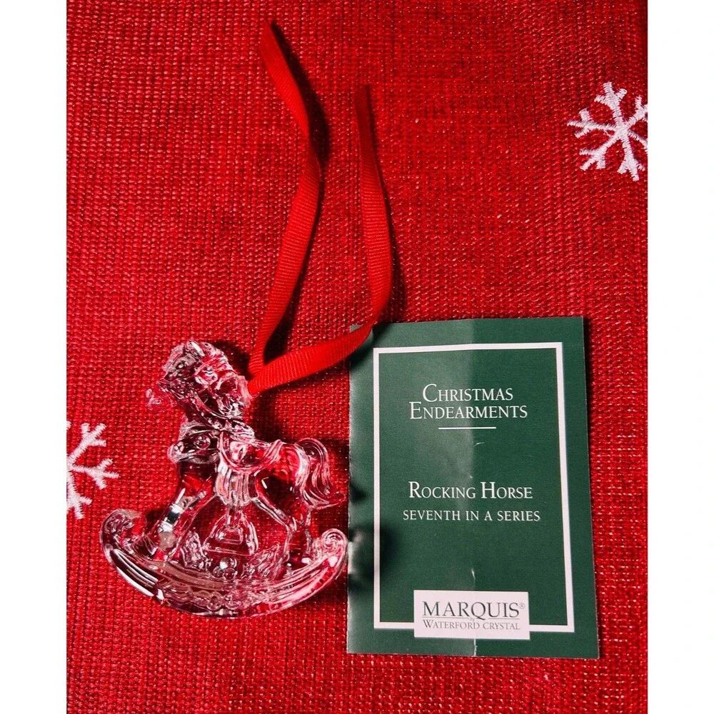 Waterford Christmas Ornament Lead Crystal Marquis Rocking Horse in Original Box